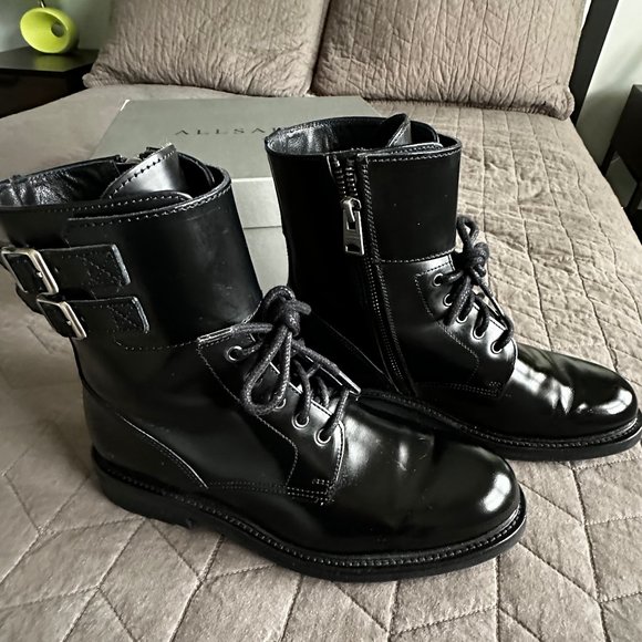 All Saints Shoes Allsaints Leather Brigade Moto Combat Boots Poshmark